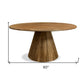 60" Natural Rounded Solid Wood Pedestal Base Dining Table
