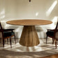 60" Natural Rounded Solid Wood Pedestal Base Dining Table