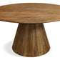 60" Natural Rounded Solid Wood Pedestal Base Dining Table