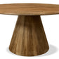 60" Natural Rounded Solid Wood Pedestal Base Dining Table