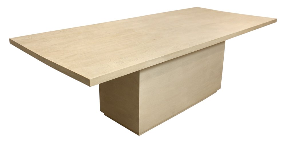 96" Natural and Brown Solid Wood Pedestal Base Dining Table