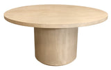 60" Natural and Brown Rounded Solid Wood Pedestal Base Dining Table