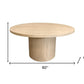60" Natural and Brown Rounded Solid Wood Pedestal Base Dining Table