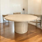 60" Natural and Brown Rounded Solid Wood Pedestal Base Dining Table