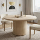 60" Natural and Brown Rounded Solid Wood Pedestal Base Dining Table
