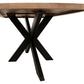 82" Natural And Black Solid Wood And Iron Pedestal Base Dining Table