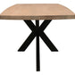82" Natural And Black Solid Wood And Iron Pedestal Base Dining Table