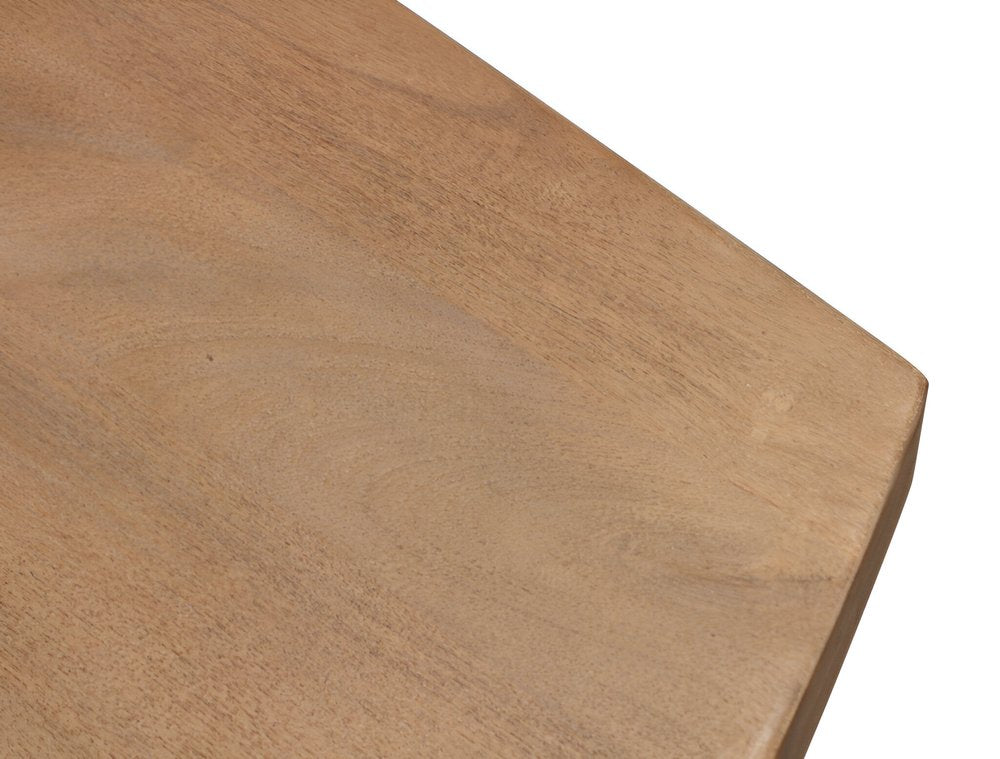 82" Natural And Black Solid Wood And Iron Pedestal Base Dining Table