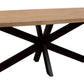 82" Natural And Black Solid Wood And Iron Pedestal Base Dining Table