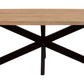 82" Natural And Black Solid Wood And Iron Pedestal Base Dining Table