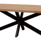 82" Natural And Black Solid Wood And Iron Pedestal Base Dining Table