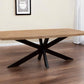 82" Natural And Black Solid Wood And Iron Pedestal Base Dining Table