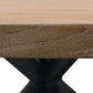 72" Natural And Black Rounded Solid Wood And Iron Pedestal Base Dining Table