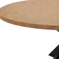 72" Natural And Black Rounded Solid Wood And Iron Pedestal Base Dining Table