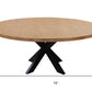 72" Natural And Black Rounded Solid Wood And Iron Pedestal Base Dining Table