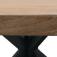 60" Natural And Black Rounded Solid Wood And Iron Pedestal Base Dining Table