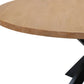 60" Natural And Black Rounded Solid Wood And Iron Pedestal Base Dining Table