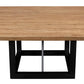 60" Natural and Black Solid Wood And Iron Frame Base Square Dining Table
