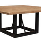 60" Natural and Black Solid Wood And Iron Frame Base Square Dining Table