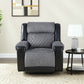 39" Black And Gray Faux Leather And Fabric Manual Recliner