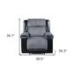 39" Black And Gray Faux Leather And Fabric Manual Recliner
