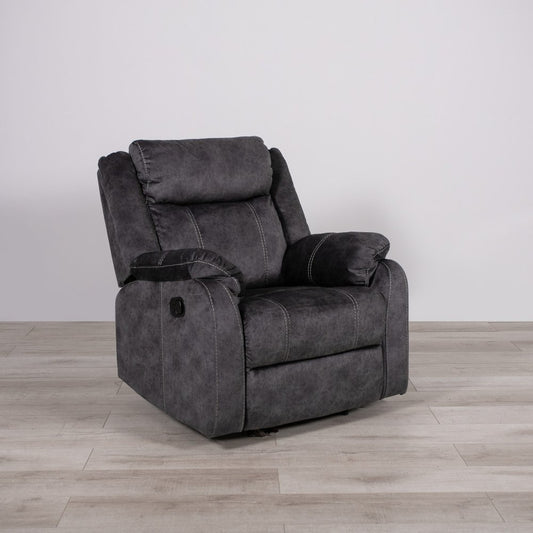 35" Granite Gray Fabric Manual Recliner