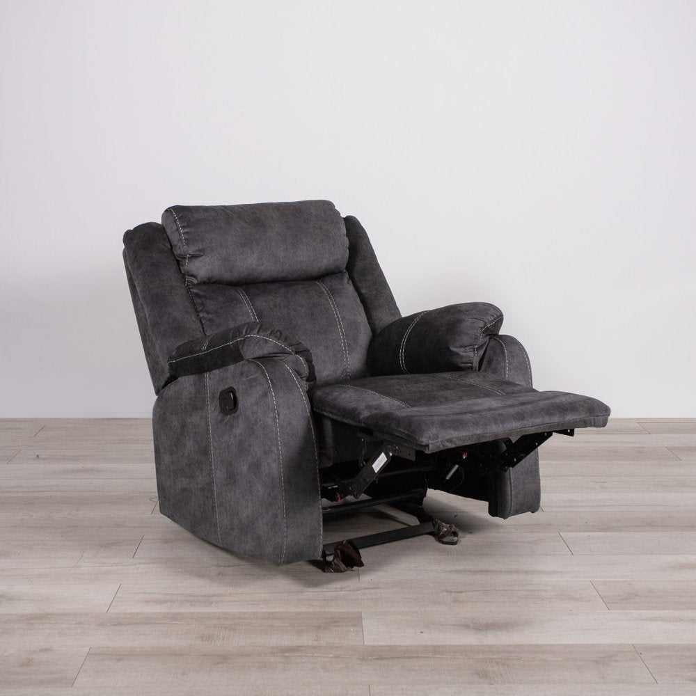 35" Granite Gray Fabric Manual Recliner