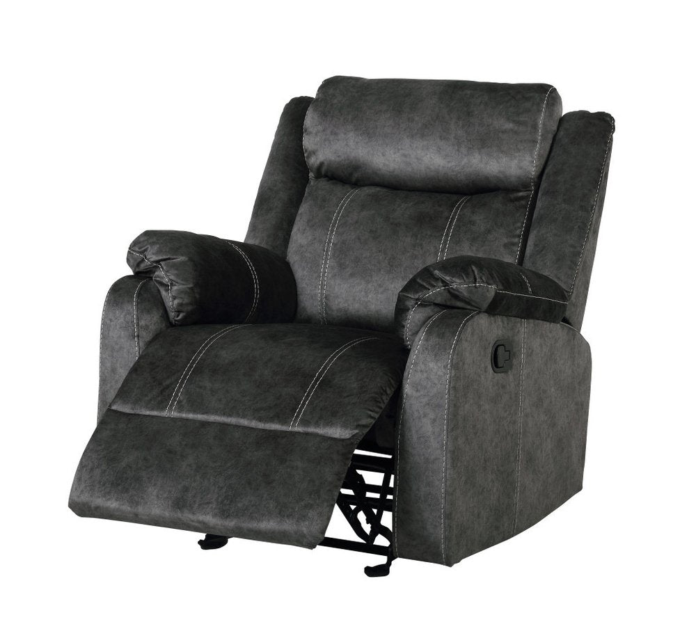 35" Granite Gray Fabric Manual Recliner