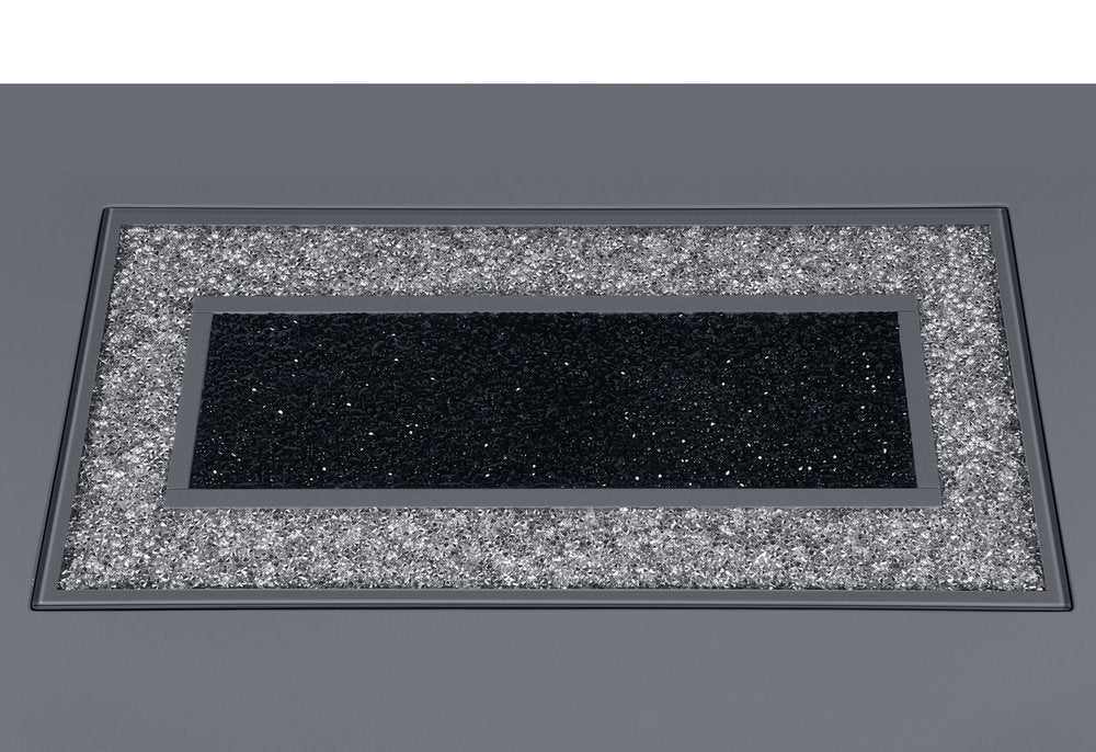 52" Dark Gray Wood And Faux Crystal Pedestal Coffee Table