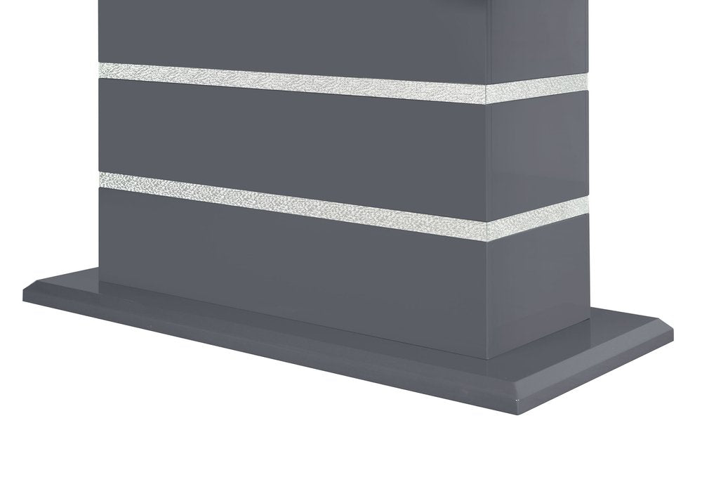 52" Dark Gray Wood And Faux Crystal Pedestal Coffee Table