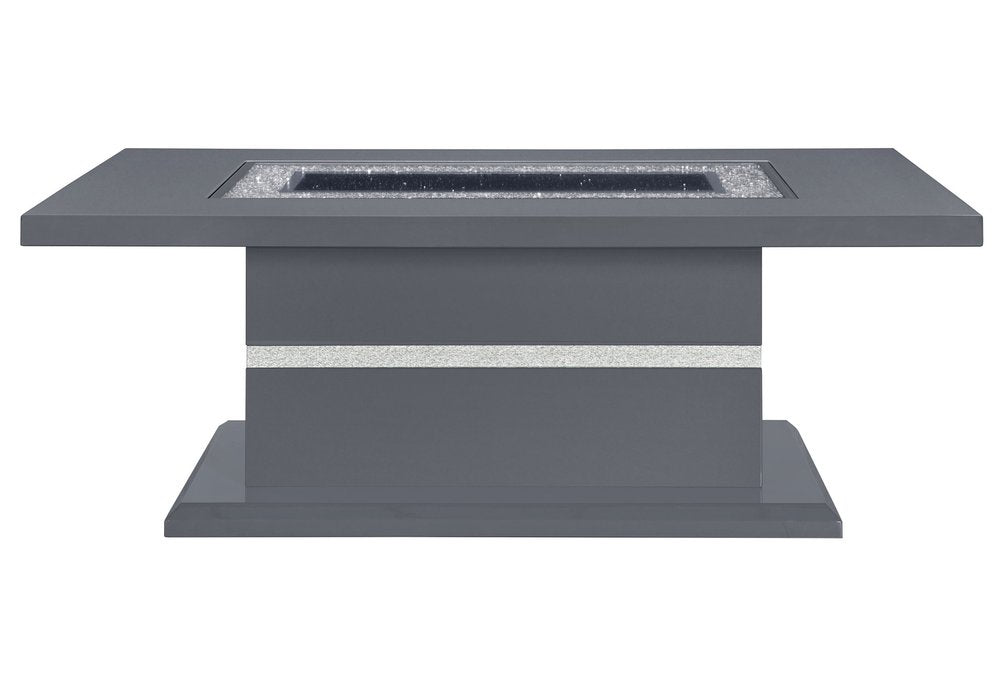 52" Dark Gray Wood And Faux Crystal Pedestal Coffee Table
