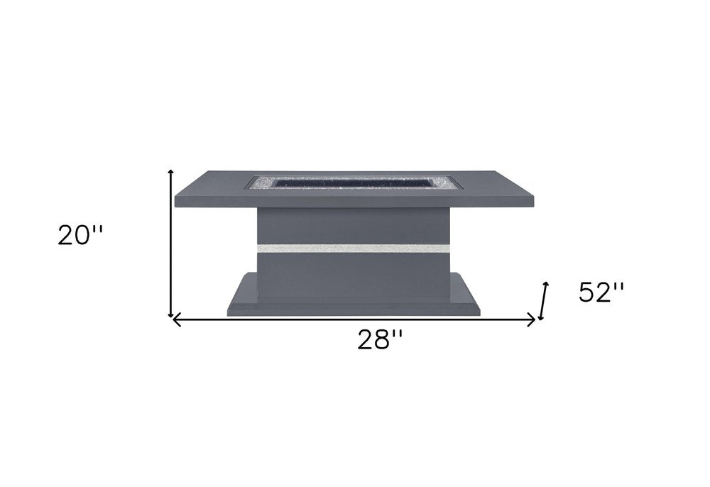 52" Dark Gray Wood And Faux Crystal Pedestal Coffee Table