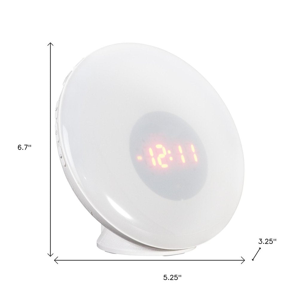 7" White Round LED Desk Lamp With USB