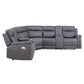 Gray Faux Leather Reclining Curved Corner Sectional With Console