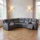 Gray Faux Leather Reclining Curved Corner Sectional With Console