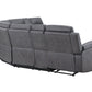 Gray Faux Leather Reclining Curved Corner Sectional With Console