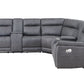 Gray Faux Leather Reclining Curved Corner Sectional With Console