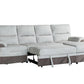 Beige And Brown Fabric Sleeper L Shaped Three Piece Sofa and Storage Chaise Sectional