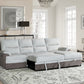 Beige And Brown Fabric Sleeper L Shaped Three Piece Sofa and Storage Chaise Sectional