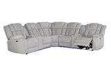 Light Gray Fabric Power Reclining Curved Corner Sectional With Console