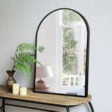 36" Black Metal Arch Framed Accent Mirror