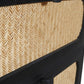 56" Black And Natural Solid Wood And Rattan Six Drawer Double Dresser