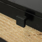56" Black And Natural Solid Wood And Rattan Six Drawer Double Dresser