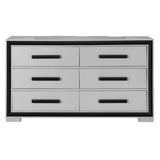 60" Gray And Black Wood Six Drawer Double Dresser