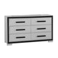 60" Gray And Black Wood Six Drawer Double Dresser