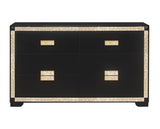 62" Black And Gold Faux Crystal Bling Wood Six Drawer Double Dresser