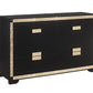 62" Black And Gold Faux Crystal Bling Wood Six Drawer Double Dresser