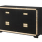 62" Black And Gold Faux Crystal Bling Wood Six Drawer Double Dresser