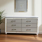 58" White And Silver Faux Crystal Bling Wood Six Drawer Double Dresser
