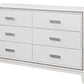 63" White And Silver Faux Crystal Bling Wood Six Drawer Double Dresser
